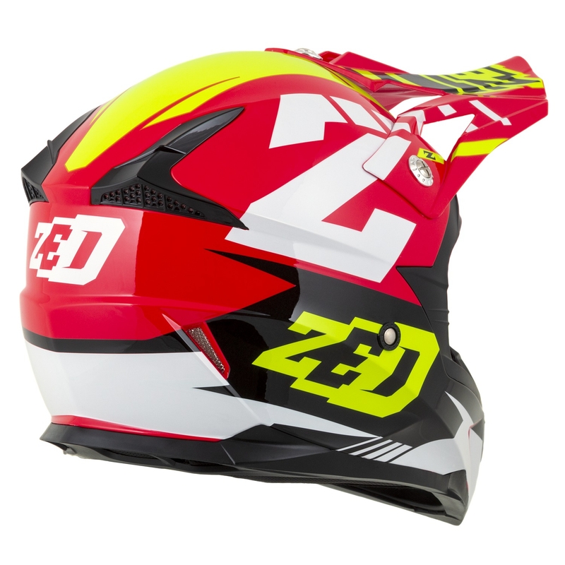 Casco de Moto Motocross ZED X1.9D Targa Niño Rojo-Amarillo Fluo-Negro-Blanco