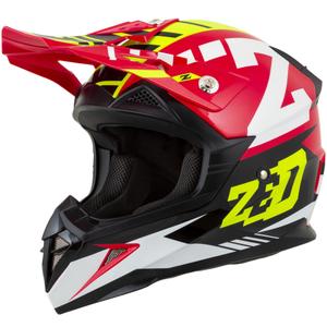 Casco de Moto Motocross ZED X1.9D Targa Niño Rojo-Amarillo Fluo-Negro-Blanco