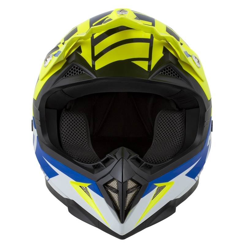 Casco de Moto Motocross Infantil ZED X1.9D Targa Fluo Amarillo-Azul-Negro-Blanco