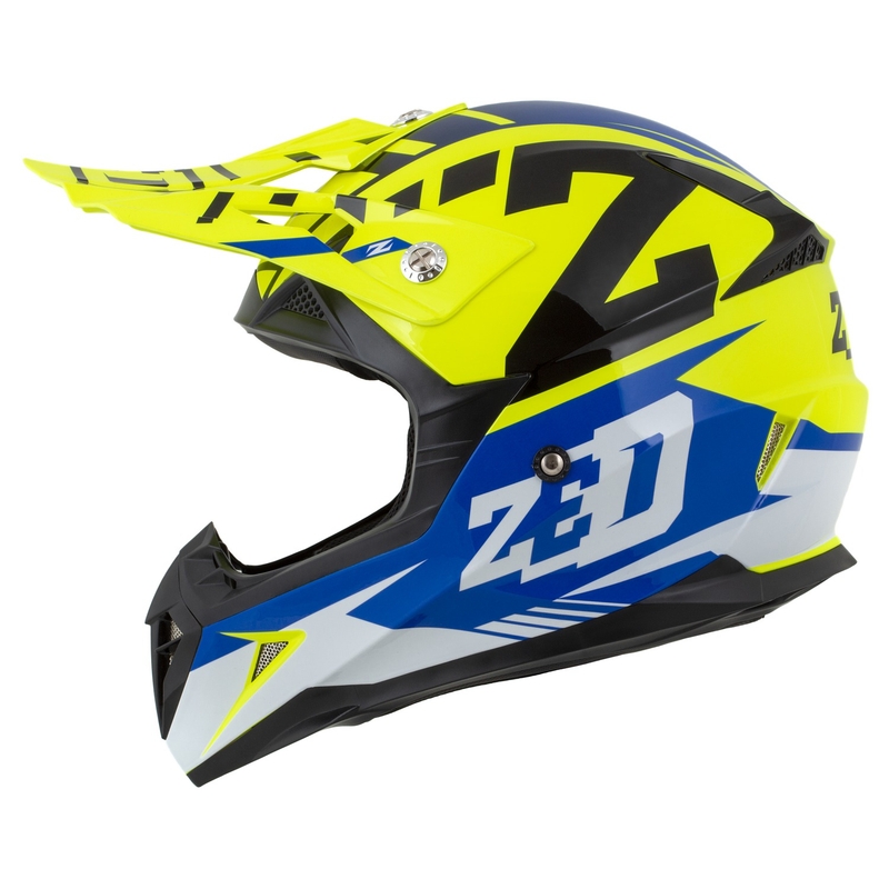 Casco de Moto Motocross Infantil ZED X1.9D Targa Fluo Amarillo-Azul-Negro-Blanco