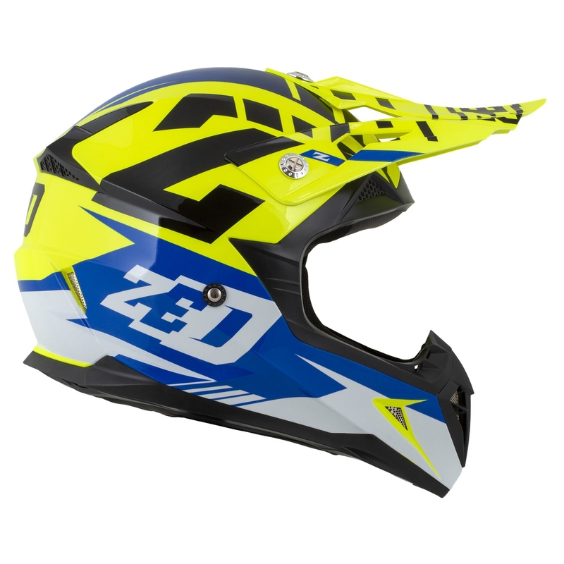 Casco de Moto Motocross Infantil ZED X1.9D Targa Fluo Amarillo-Azul-Negro-Blanco