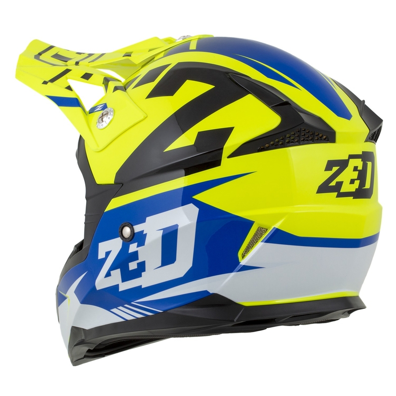 Casco de Moto Motocross Infantil ZED X1.9D Targa Fluo Amarillo-Azul-Negro-Blanco