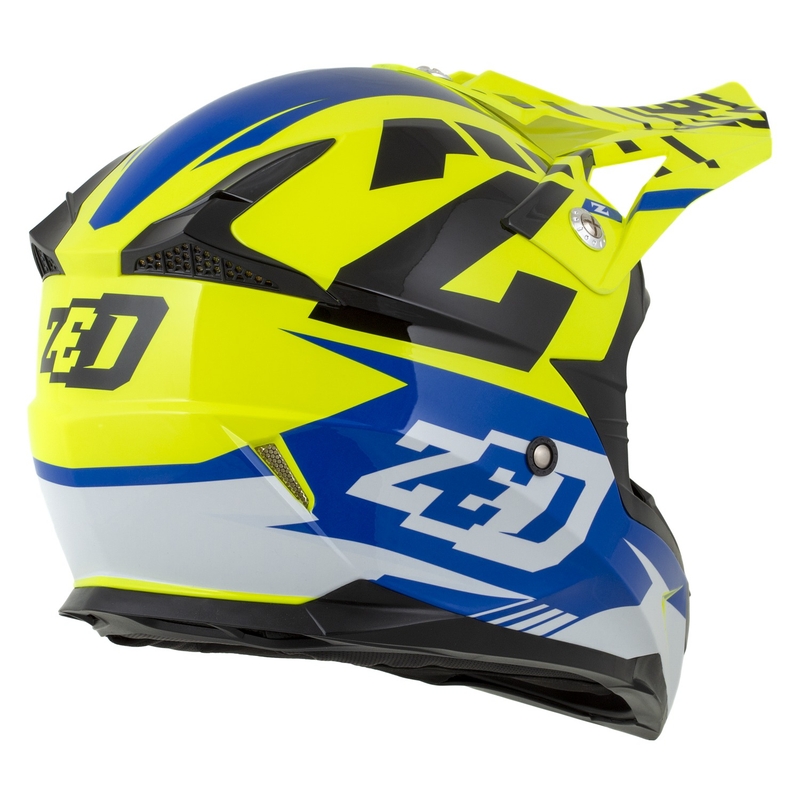 Casco de Moto Motocross Infantil ZED X1.9D Targa Fluo Amarillo-Azul-Negro-Blanco