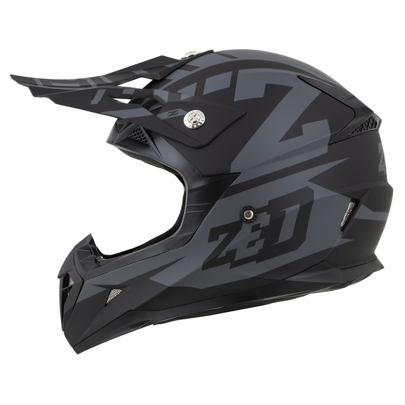 Casco de Moto de Motocross ZED X1.9D Targa Niño Gris Mate-Negro