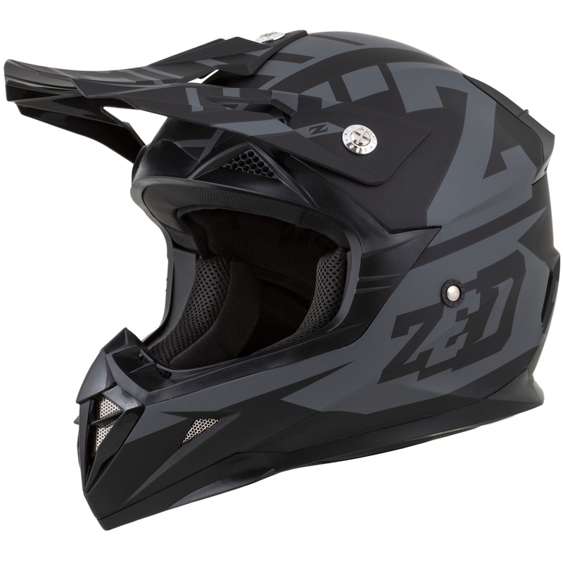 Casco de Moto de Motocross ZED X1.9D Targa Niño Gris Mate-Negro