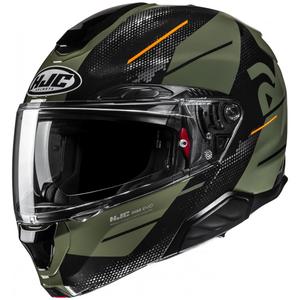 Casco de moto abatible HJC RPHA 91 Blat MC7 caqui verde-negro