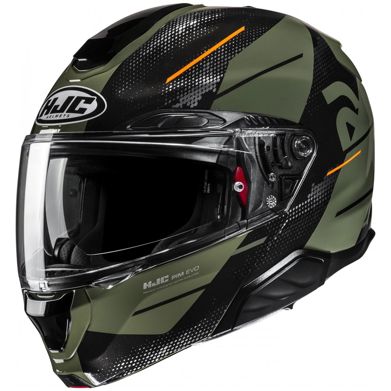 Casco de moto abatible HJC RPHA 91 Blat MC7 caqui verde-negro