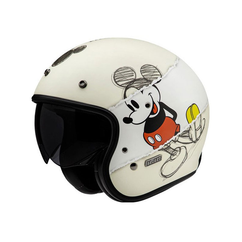 Casco de moto abierto HJC V31 Disney Mickey Sketch MC1SF blanco-negro