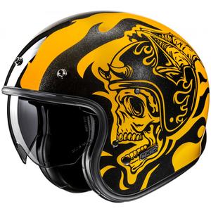 Casco de moto abierto HJC V31 Flame MC3 amarillo-negro