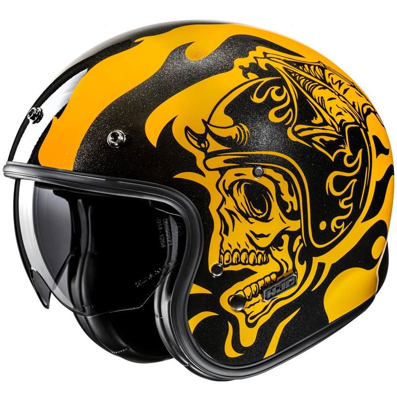 Casco de moto abierto HJC V31 Flame MC3 amarillo-negro