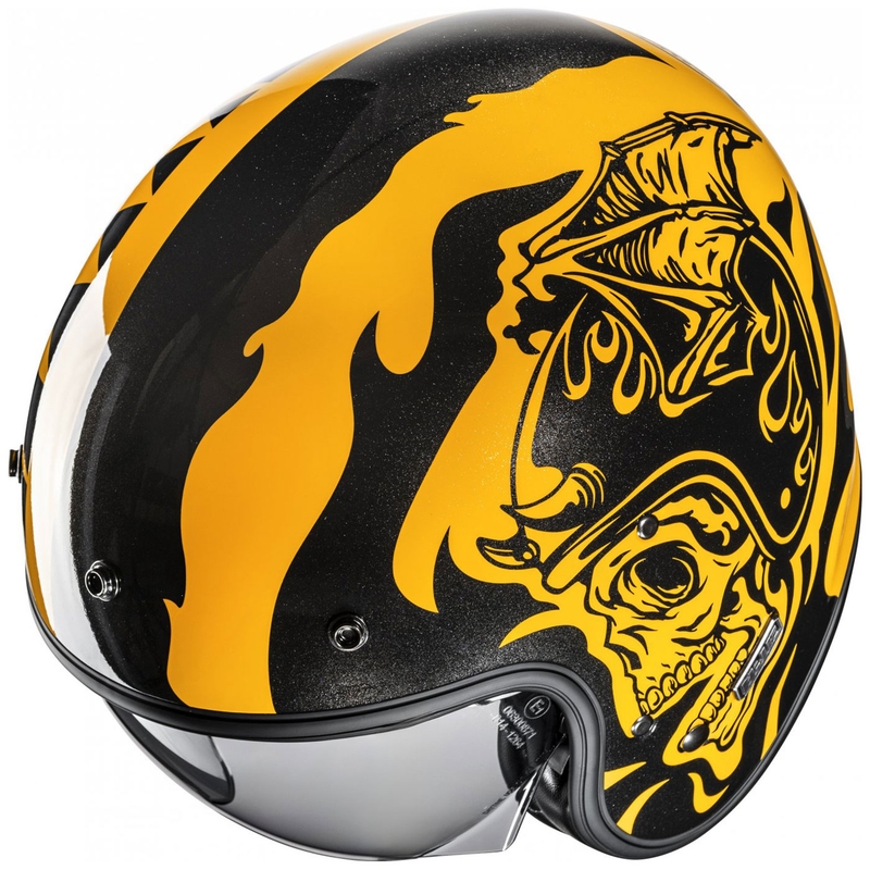 Casco de moto abierto HJC V31 Flame MC3 amarillo-negro