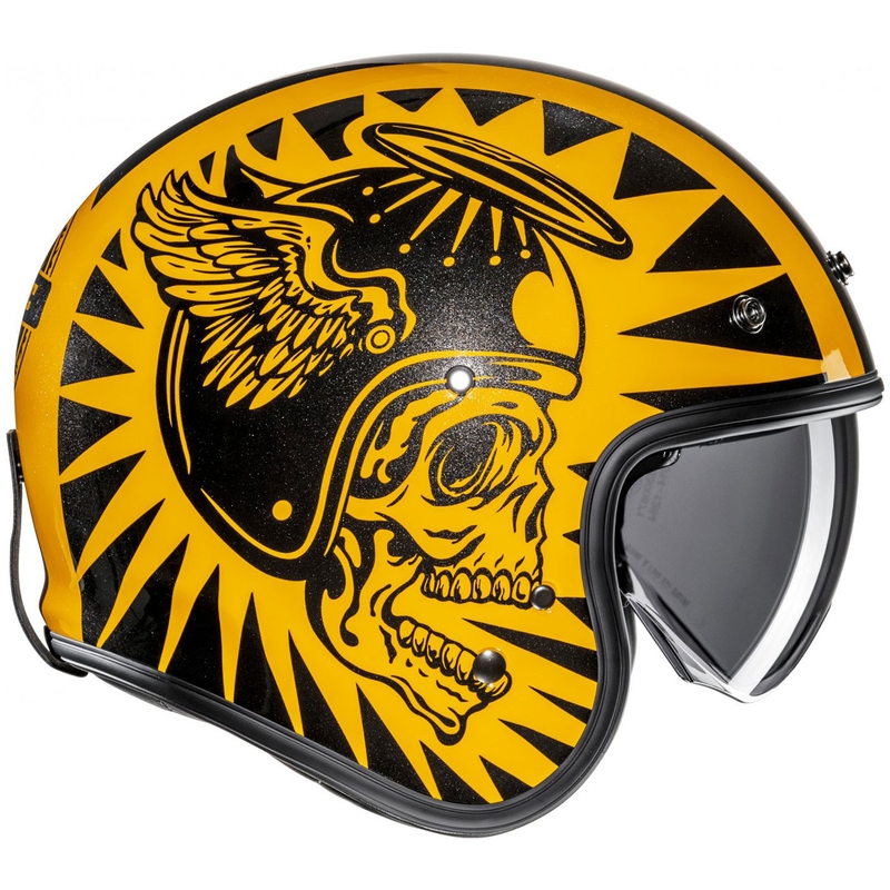 Casco de moto abierto HJC V31 Flame MC3 amarillo-negro