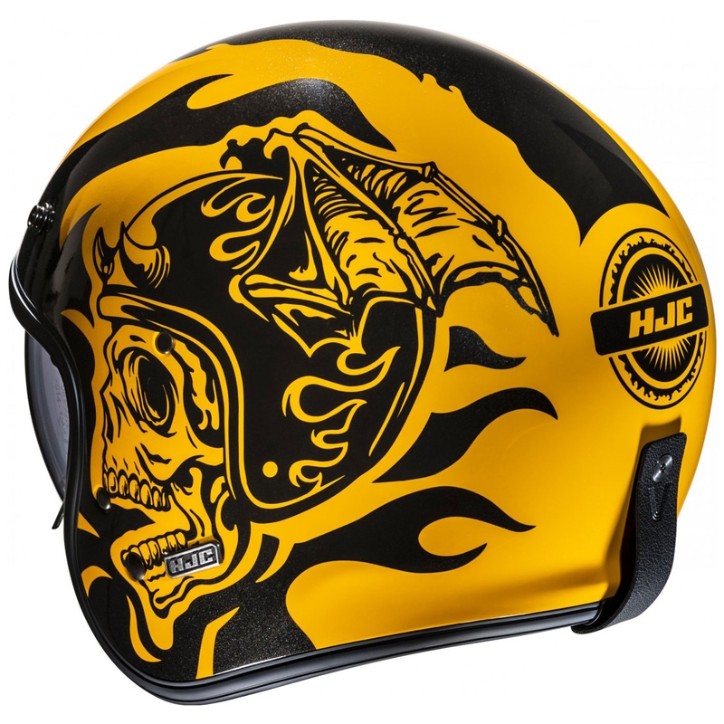 Casco de moto abierto HJC V31 Flame MC3 amarillo-negro