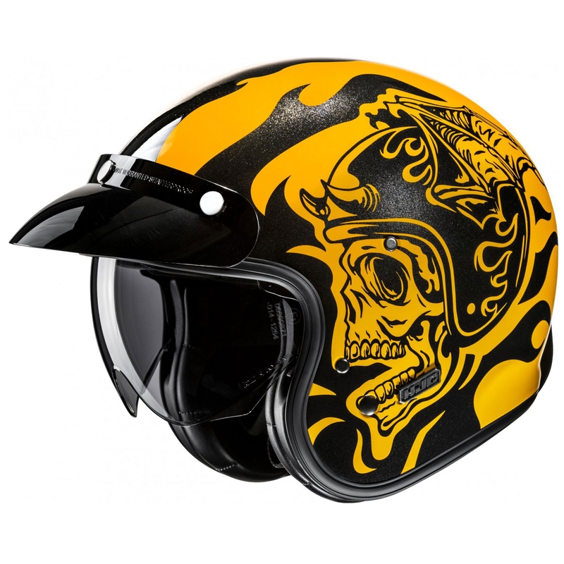 Casco de moto abierto HJC V31 Flame MC3 amarillo-negro