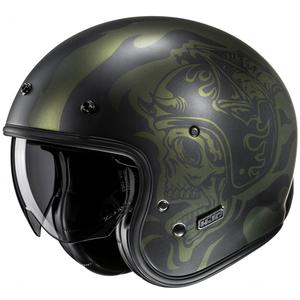 Casco de moto abierto HJC V31 Flame MC4SF negro-verde