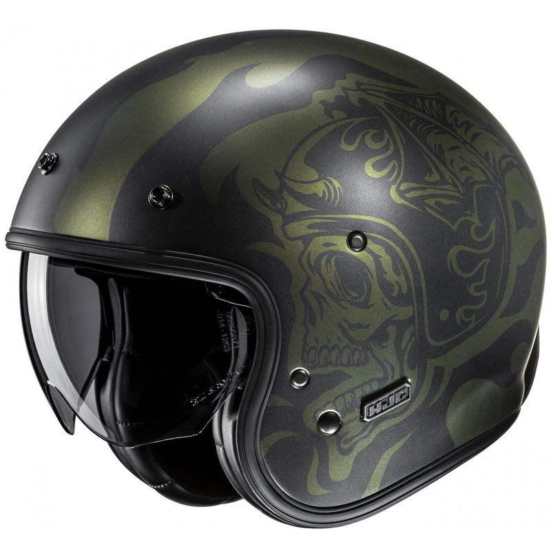Casco de moto abierto HJC V31 Flame MC4SF negro-verde