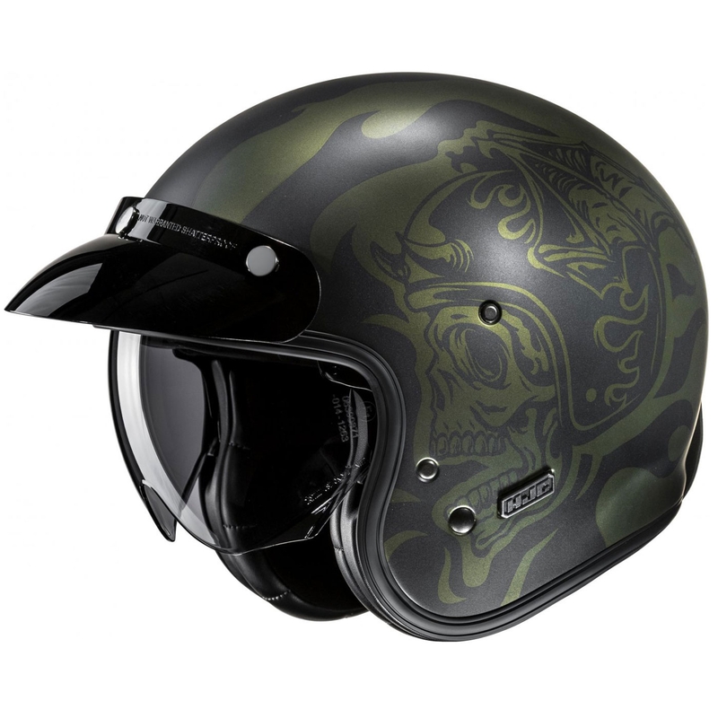 Casco de moto abierto HJC V31 Flame MC4SF negro-verde