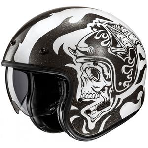 HJC V31 Flame MC5 casco de moto abierto negro-blanco