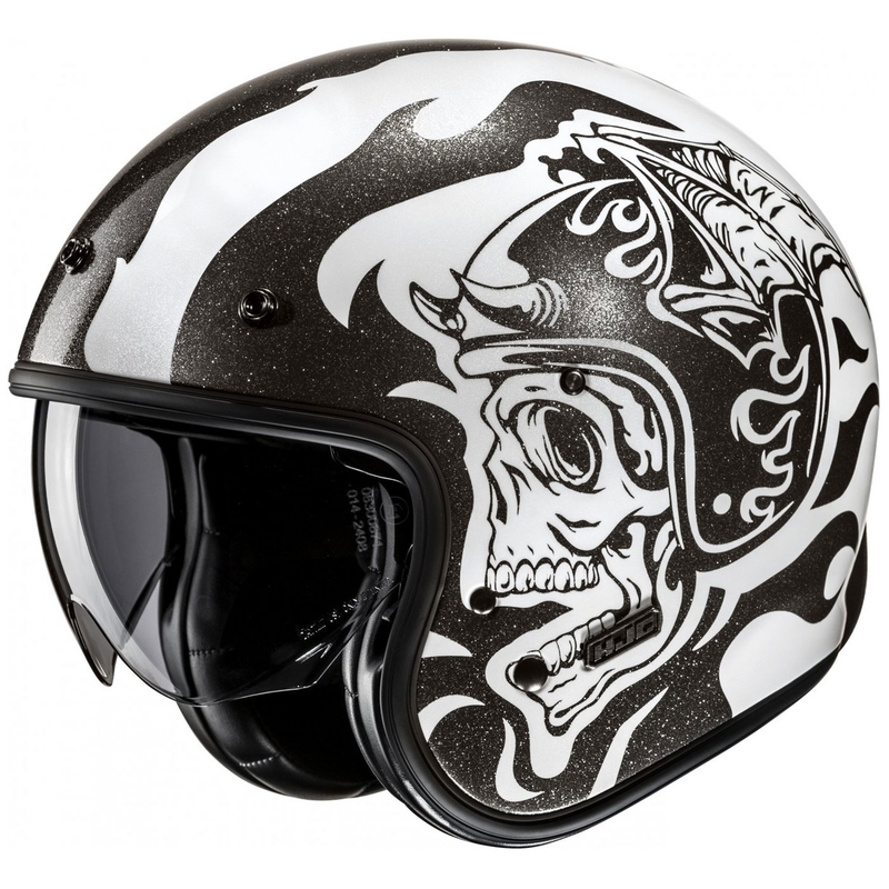 HJC V31 Flame MC5 casco de moto abierto negro-blanco