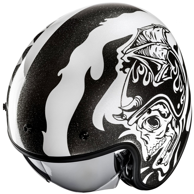 HJC V31 Flame MC5 casco de moto abierto negro-blanco