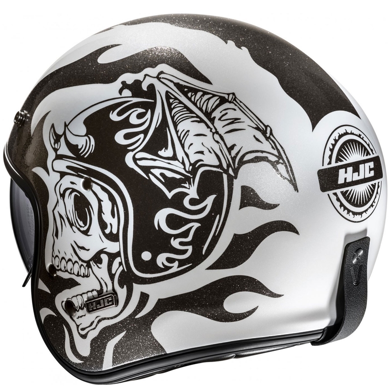 HJC V31 Flame MC5 casco de moto abierto negro-blanco