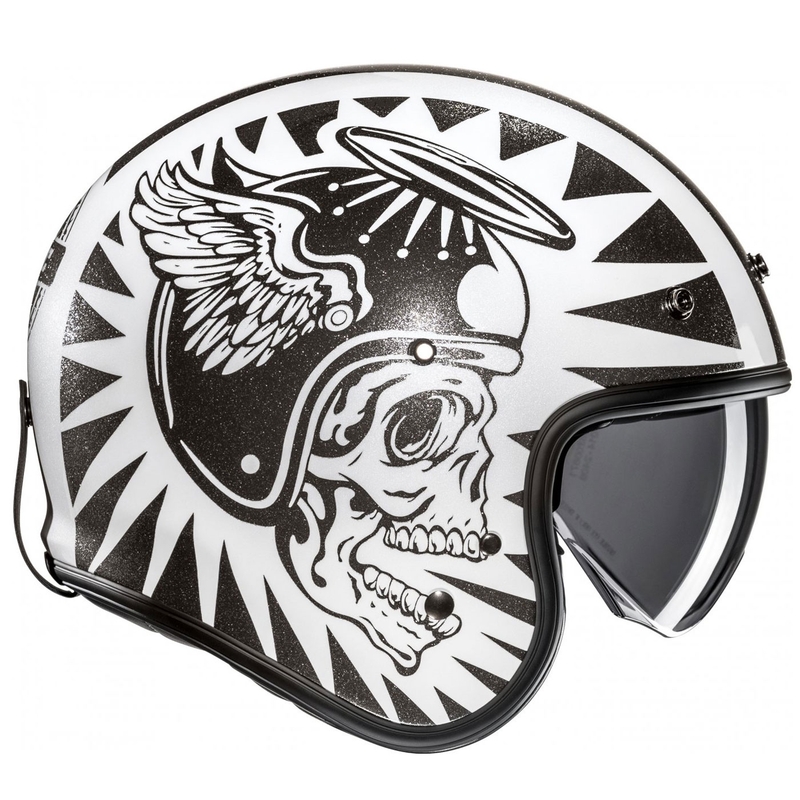 HJC V31 Flame MC5 casco de moto abierto negro-blanco