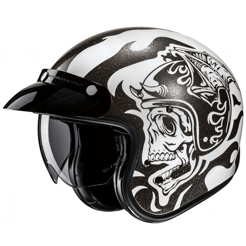 HJC V31 Flame MC5 casco de moto abierto negro-blanco