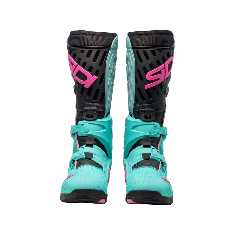 Botas de moto SiDi Crossair menta-negro-rosa