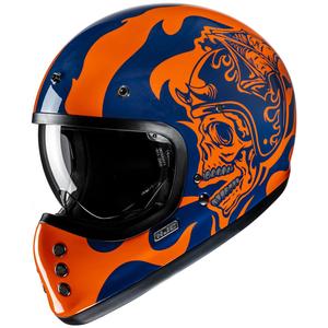 Casco de moto integral HJC V60 Flame MC27 naranja-azul