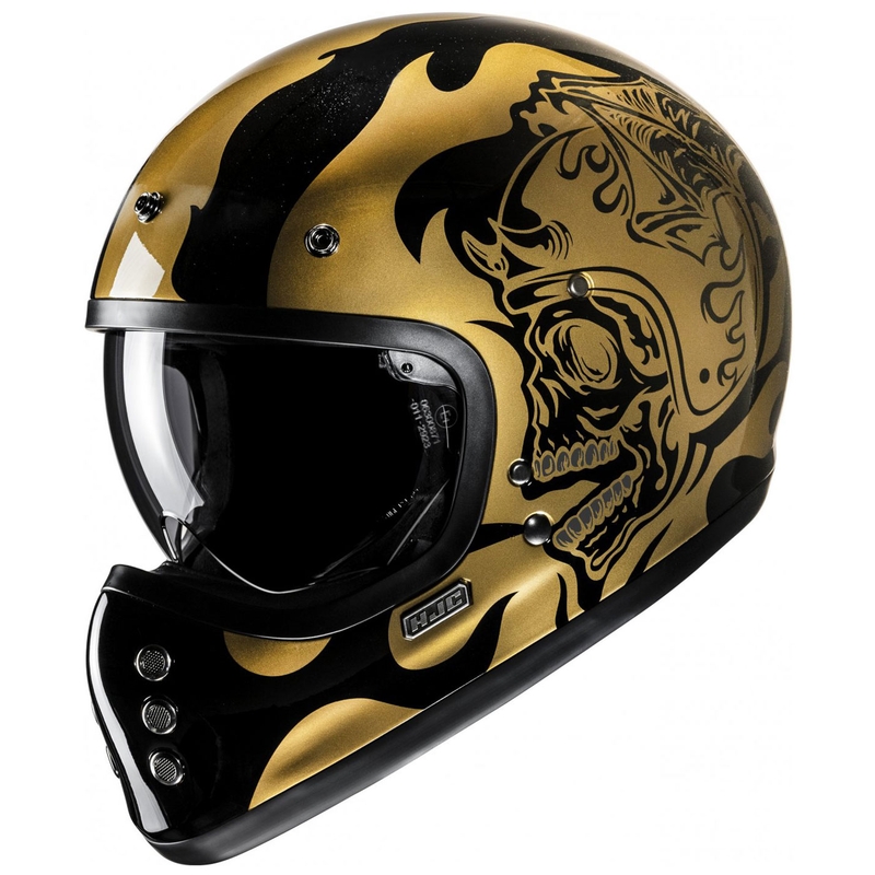 Casco integral de moto HJC V60 Flame MC9 dorado-negro