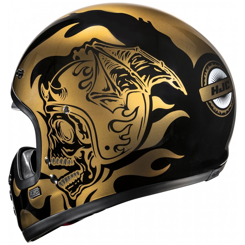 Casco integral de moto HJC V60 Flame MC9 dorado-negro