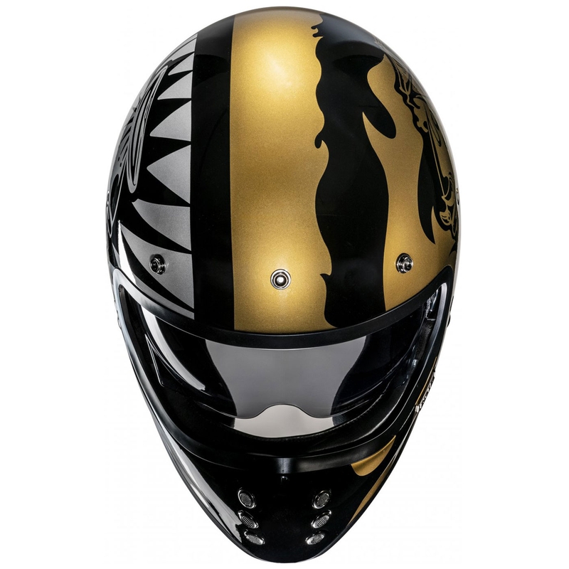 Casco integral de moto HJC V60 Flame MC9 dorado-negro