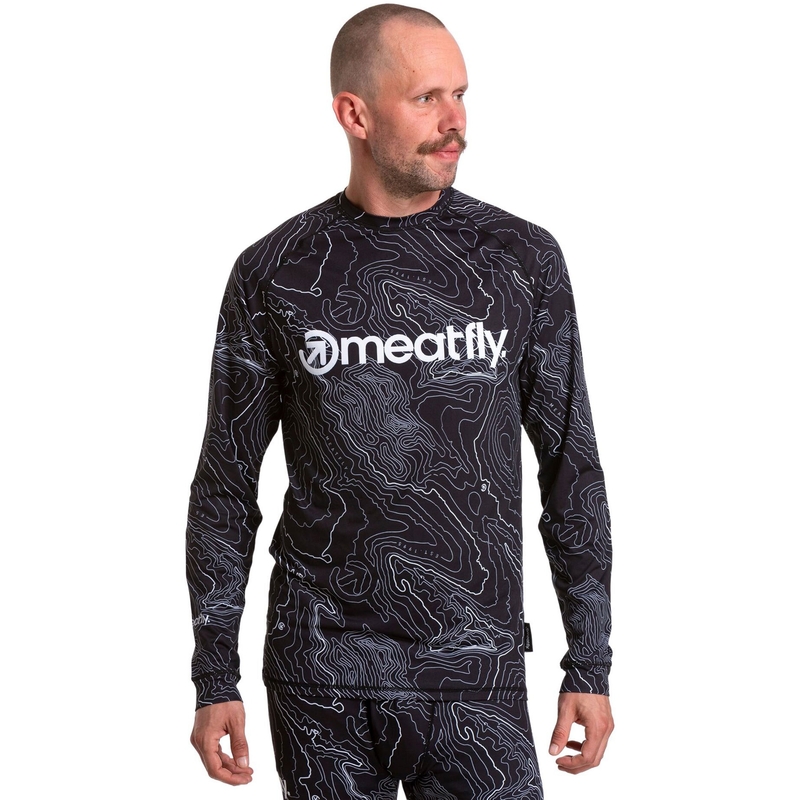 Camiseta térmica hombre Meatfly Avery negro-blanco