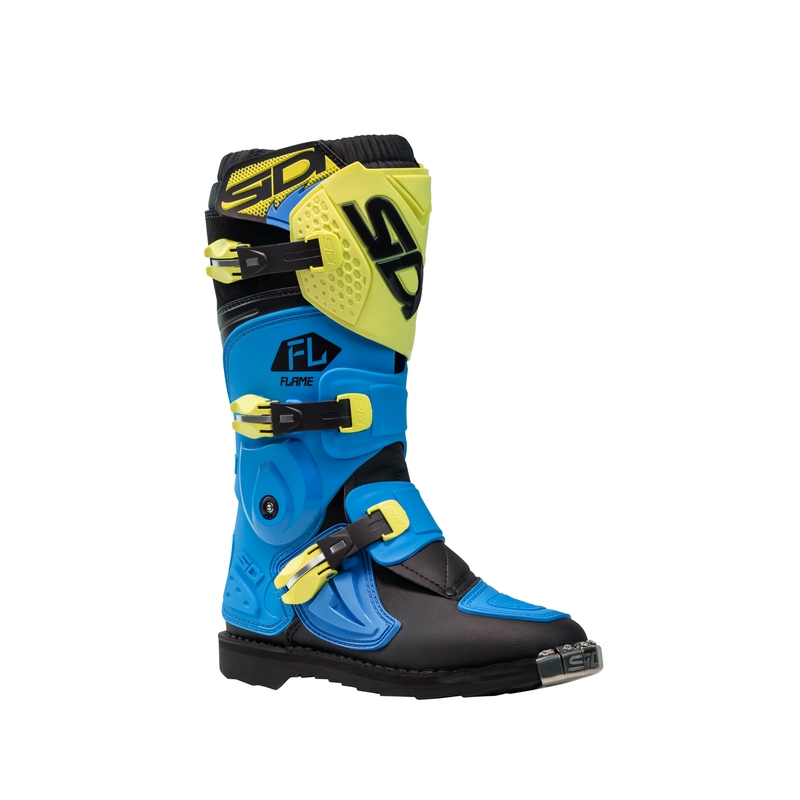 Botas de motocross para niños SiDi Flame azul-amarillo-negro