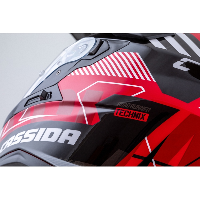 Casco enduro Cassida Road Runner TechniX rojo-negro-blanco-gris