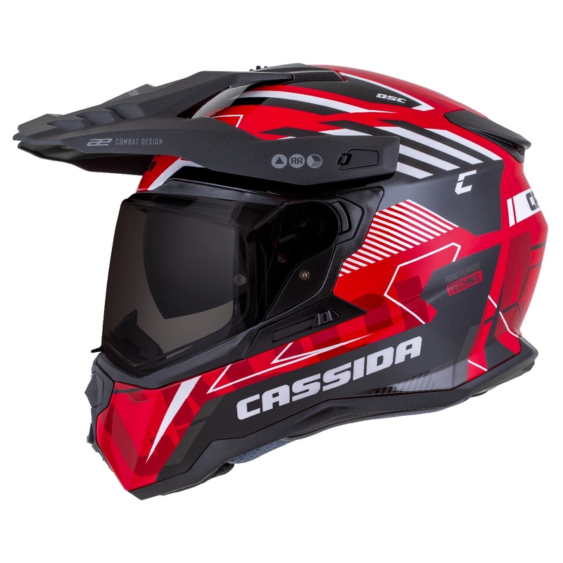 Casco enduro Cassida Road Runner TechniX rojo-negro-blanco-gris