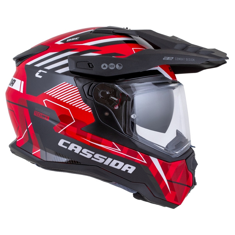 Casco enduro Cassida Road Runner TechniX rojo-negro-blanco-gris