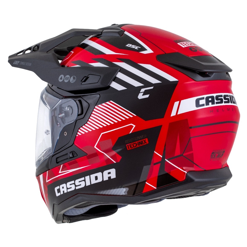 Casco enduro Cassida Road Runner TechniX rojo-negro-blanco-gris