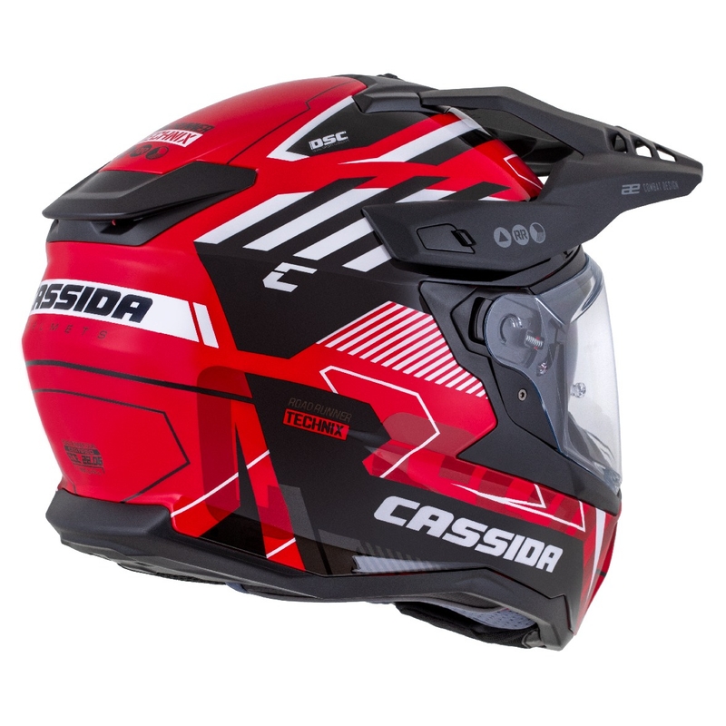 Casco enduro Cassida Road Runner TechniX rojo-negro-blanco-gris