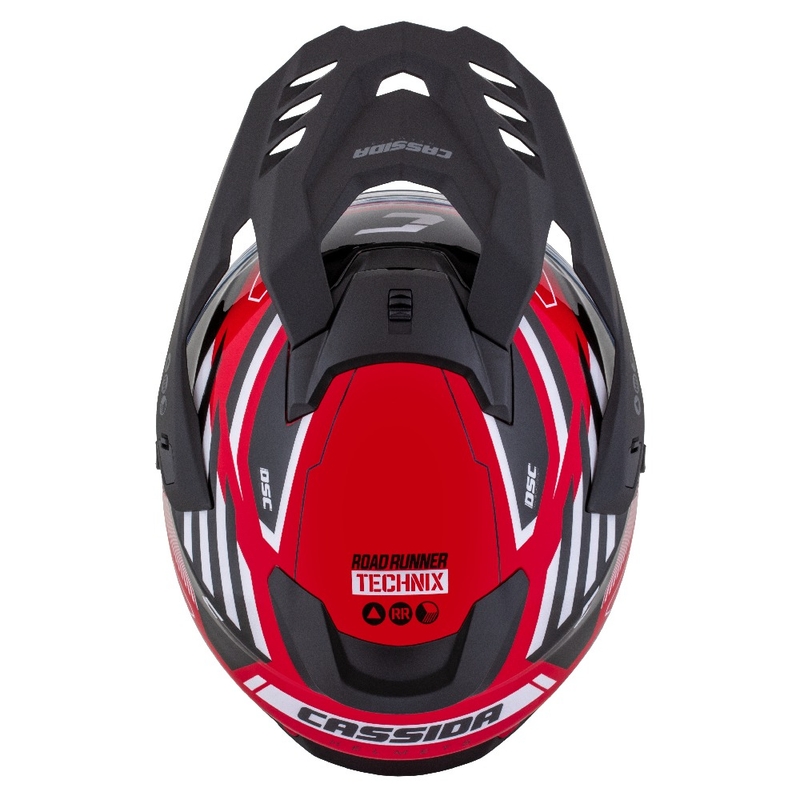 Casco enduro Cassida Road Runner TechniX rojo-negro-blanco-gris