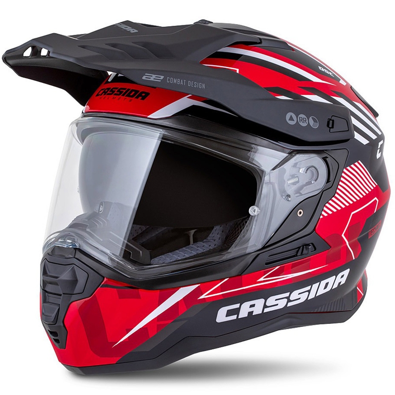 Casco enduro Cassida Road Runner TechniX rojo-negro-blanco-gris