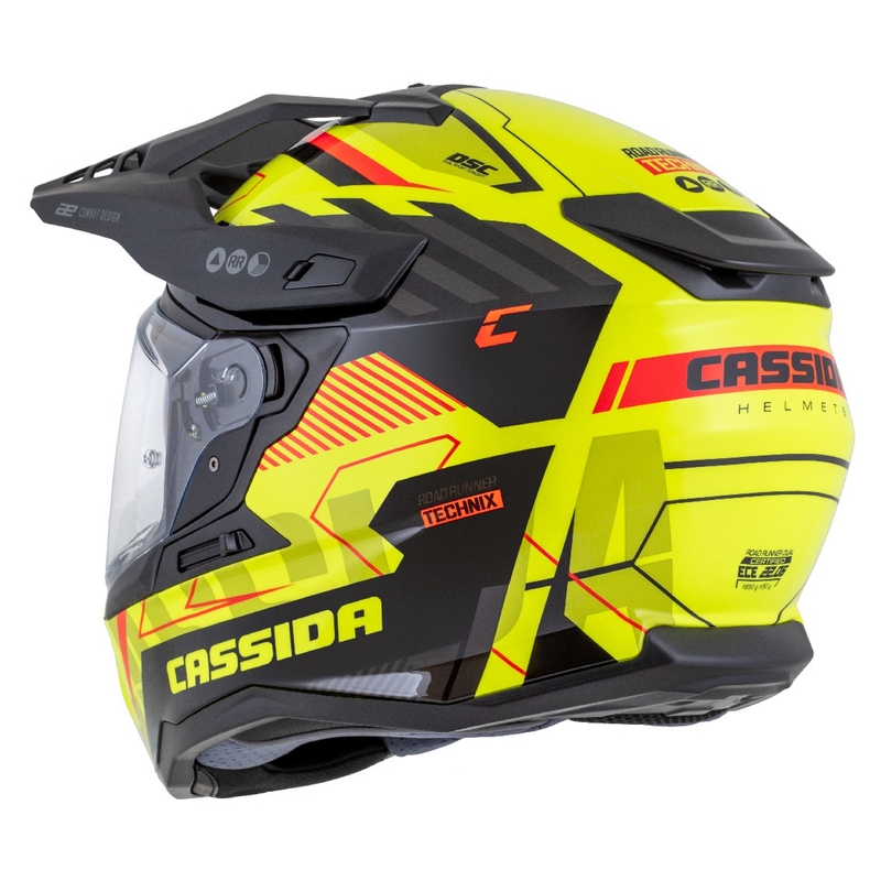 Casco enduro Cassida Road Runner TechniX fluo amarillo-negro-naranja-gris