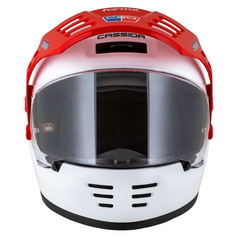 Casco enduro Cassida FormX FlatOut blanco-azul-rojo