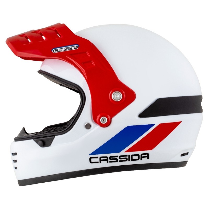 Casco enduro Cassida FormX FlatOut blanco-azul-rojo
