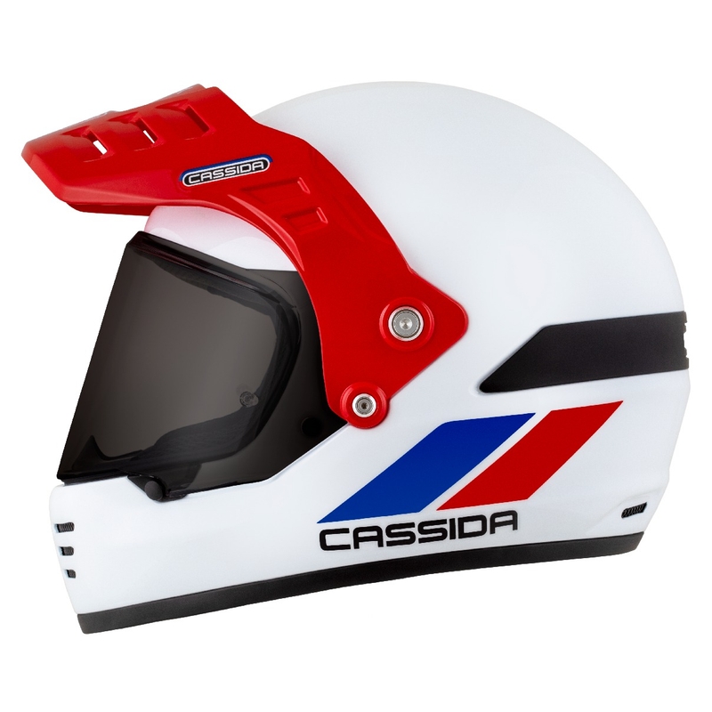 Casco enduro Cassida FormX FlatOut blanco-azul-rojo
