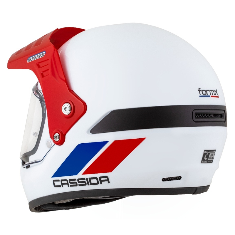 Casco enduro Cassida FormX FlatOut blanco-azul-rojo
