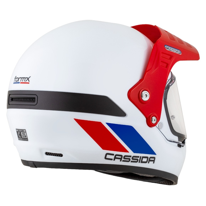Casco enduro Cassida FormX FlatOut blanco-azul-rojo