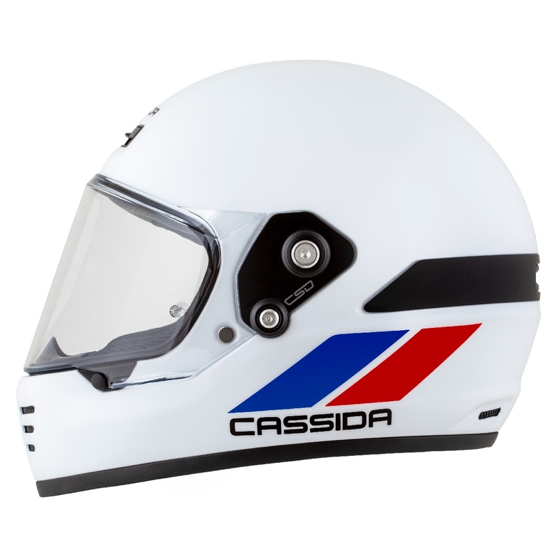 Casco enduro Cassida FormX FlatOut blanco-azul-rojo
