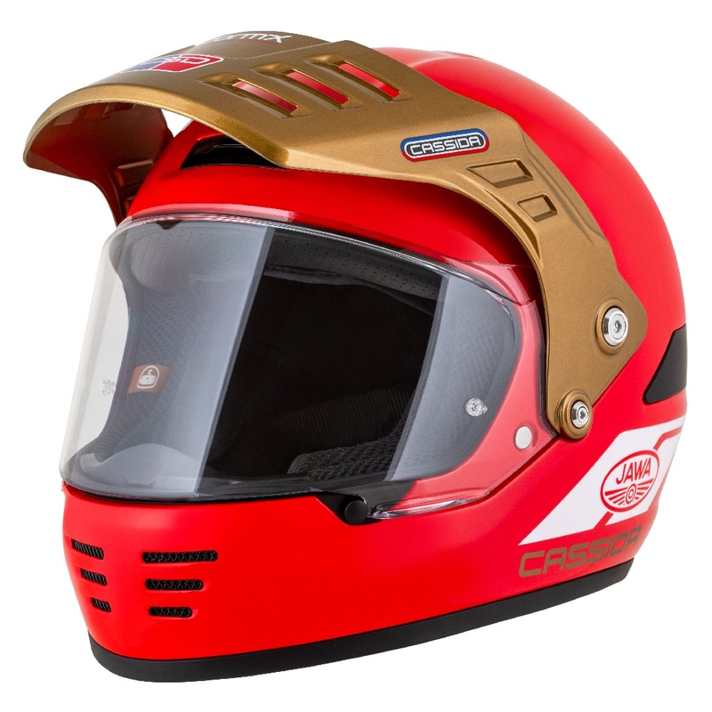 Casco enduro Cassida FormX Jawa RotaX rojo-blanco-oro