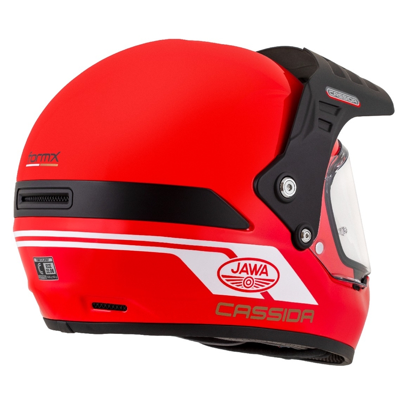 Casco enduro Cassida FormX Jawa RotaX rojo-blanco-oro
